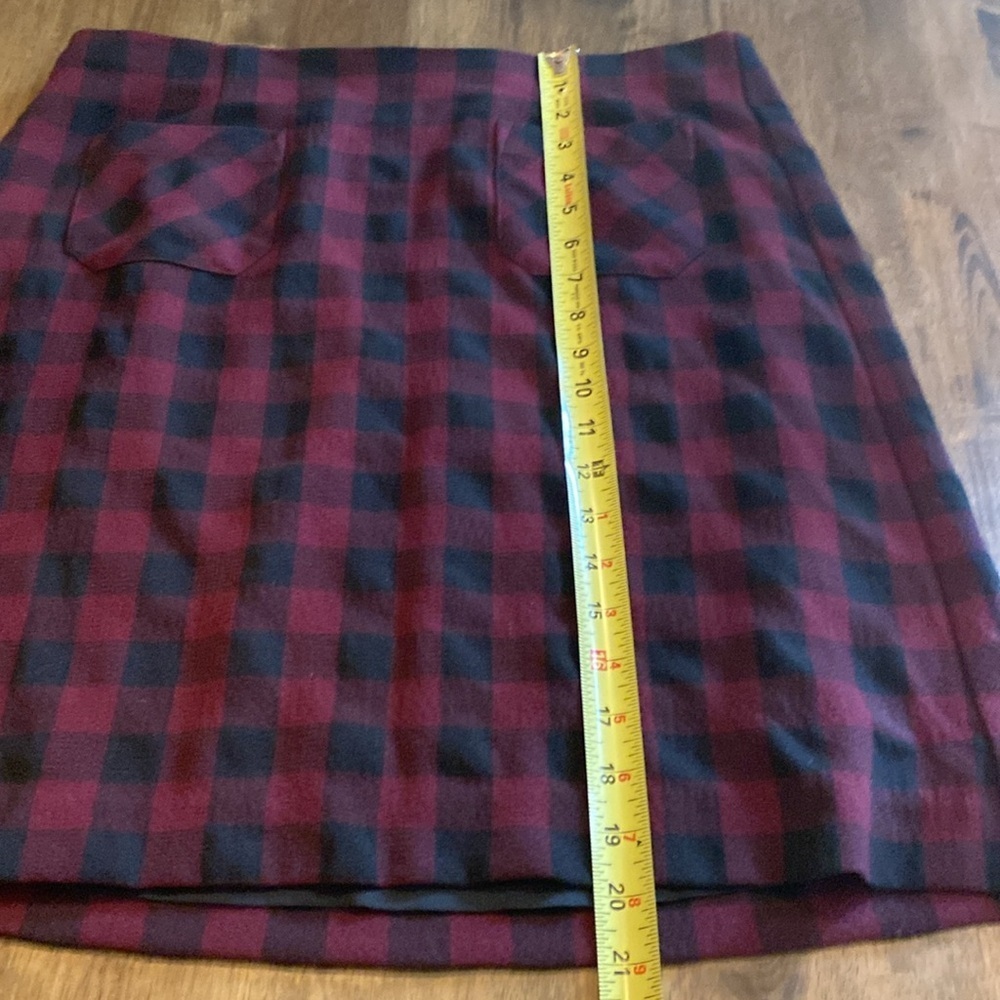 NWT J. Jill Red and Black Lined Buffalo Plaid Skirt. Pinot/black. Size MP. - Picture 14 of 16